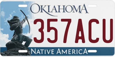 OK license plate 357ACU