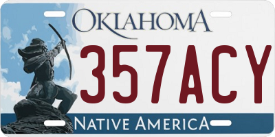 OK license plate 357ACY