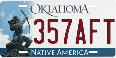 OK license plate 357AFT