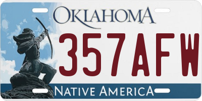 OK license plate 357AFW