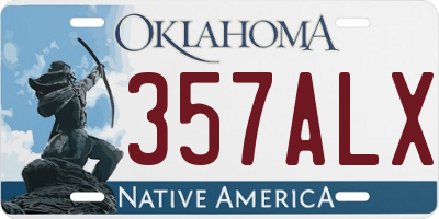 OK license plate 357ALX