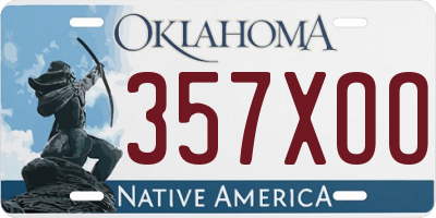 OK license plate 357XOO