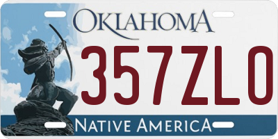 OK license plate 357ZLO