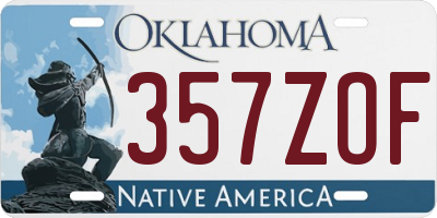 OK license plate 357ZOF