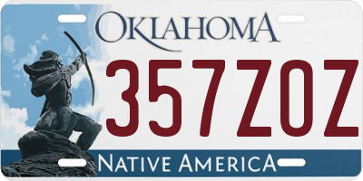 OK license plate 357ZOZ