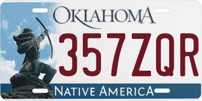 OK license plate 357ZQR