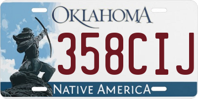 OK license plate 358CIJ