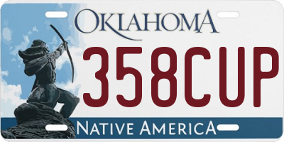 OK license plate 358CUP