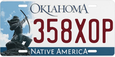 OK license plate 358XOP