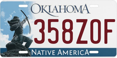 OK license plate 358ZOF