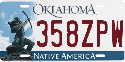 OK license plate 358ZPW
