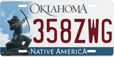 OK license plate 358ZWG