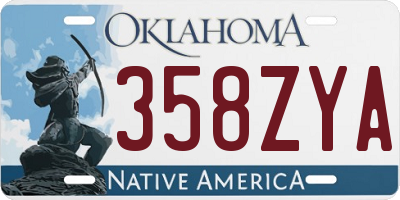 OK license plate 358ZYA