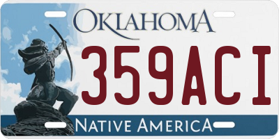 OK license plate 359ACI