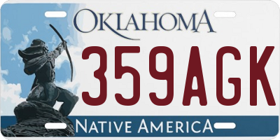 OK license plate 359AGK