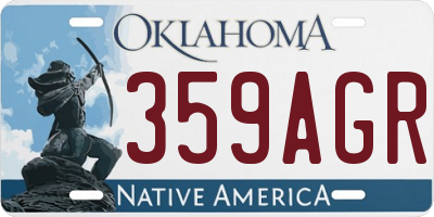 OK license plate 359AGR