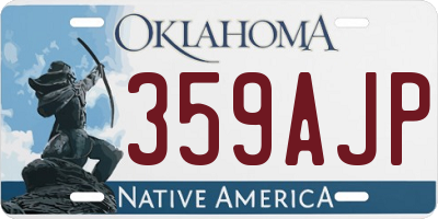 OK license plate 359AJP