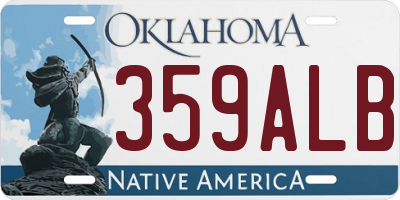 OK license plate 359ALB