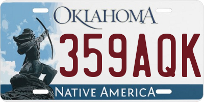 OK license plate 359AQK