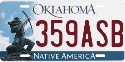 OK license plate 359ASB