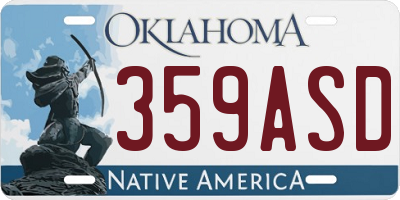 OK license plate 359ASD