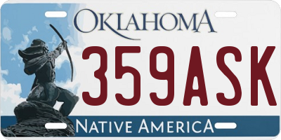 OK license plate 359ASK