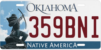 OK license plate 359BNI