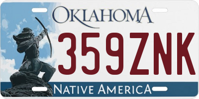 OK license plate 359ZNK