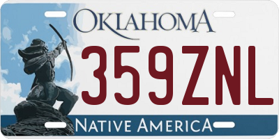 OK license plate 359ZNL