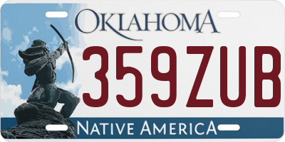 OK license plate 359ZUB