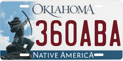 OK license plate 360ABA