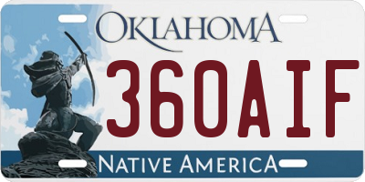 OK license plate 360AIF