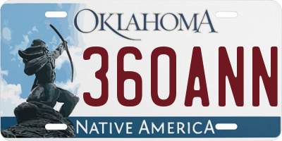 OK license plate 360ANN