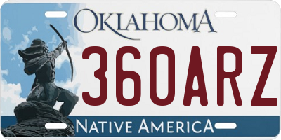 OK license plate 360ARZ
