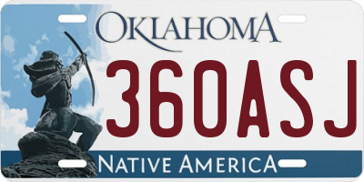 OK license plate 360ASJ