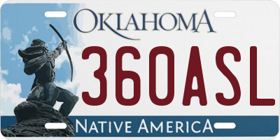 OK license plate 360ASL