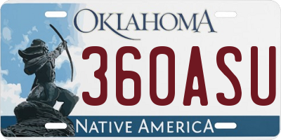 OK license plate 360ASU