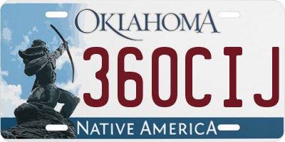 OK license plate 360CIJ