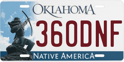 OK license plate 360DNF