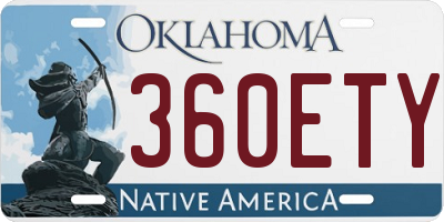 OK license plate 360ETY