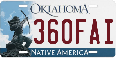 OK license plate 360FAI
