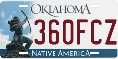 OK license plate 360FCZ