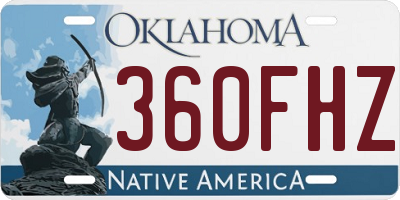 OK license plate 360FHZ