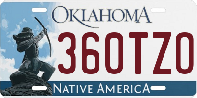 OK license plate 360TZO