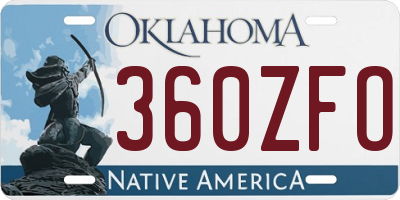 OK license plate 360ZFO