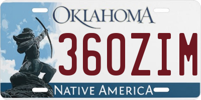 OK license plate 360ZIM