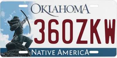 OK license plate 360ZKW