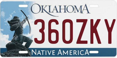 OK license plate 360ZKY