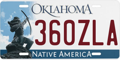 OK license plate 360ZLA