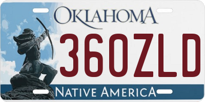 OK license plate 360ZLD